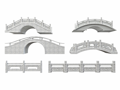 Chinese-style stone bridge 3d model