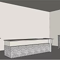 Modern Reception Desk With Stone Base Accent Side Table And Hanging Pendant Light 3d model