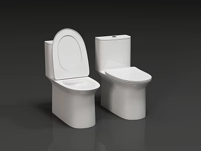 Two White Modern Toilets with Simple Design in Bathroom Interior Setting 3d model