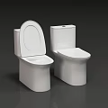 Two White Modern Toilets with Simple Design in Bathroom Interior Setting 3d model