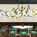 Modern Restaurant Interior With Wooden Bar Counter And Stools Silver Metal Equipment And Decorative Panels