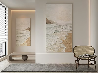 Abstract Paintings Depicting Waves And Beach Scenes For Modern Interior Wall Decoration 3d model
