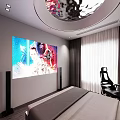 Modern Living Dining Room Interior Design With Black Sofa Wooden Flooring And Decorations