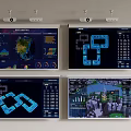 Projection Monitoring System With Multiple Screens Showing Real Time Data Displays