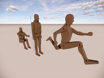 Wooden Jointed Mannequin Decorative Ornament Set With Various Poses For Home Decor 3d model
