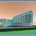 Modern Office Building With Glass Facade And Waterfront Landscaped Gardens