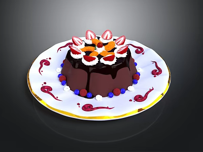 Pudding Dessert Chocolate Gourmet Dessert Baking Food Snack Drink Realistic 3d model