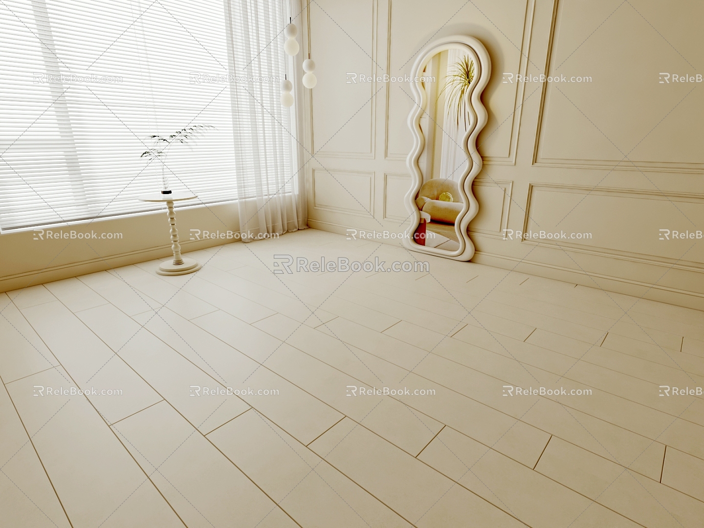 Cream wind wood floor solid color wood floor warm color solid wood floor 3d model