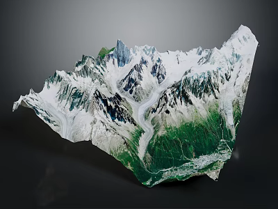 Garden Landscape Mountain Terrain Model With White Snow And Green Vegetation 3d model