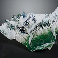 Garden Landscape Mountain Terrain Model With White Snow And Green Vegetation