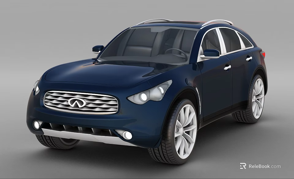 Technology Exhibition Hall Showcasing Blue SUV With Advanced Automotive Technology 3d model 