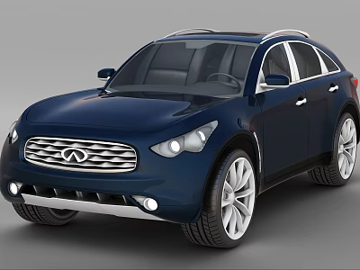 Technology Exhibition Hall Showcasing Blue SUV With Advanced Automotive Technology 3d model
