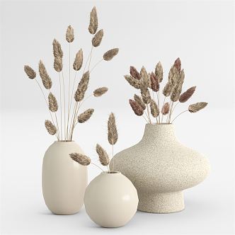 Quiet Vase Dried Flower Ornaments Combination 3d model