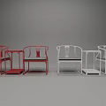 Modern Red And White Armchairs Featuring Sleek Lines With Matching Side Tables 3d model