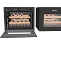 Built in Wine Cooler with Glass Door Wooden Shelves and Multiple Wine Bottles Storage