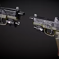 Tactical Pistol With Black Body Green Grip And Tactical Sight Suppressor Design