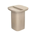 Modern Wooden Corner Table With Square Top Divided Compartments And Cylindrical Base 3d model