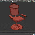 Industrial Style Single Chair With Armrests Round Base And Leather Like Material