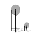 Modern Minimalist Lamp Set With Circular Shades And Black Stands In Different Sizes