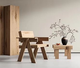 Quiet Ancient Leisure Chair Log Leisure Chair Wood Chair Dining Chair Log Side Screen 3d model