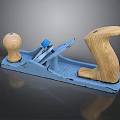 Classic Vintage Wooden Plane with Smooth Wooden Handles and Blue Metal Base