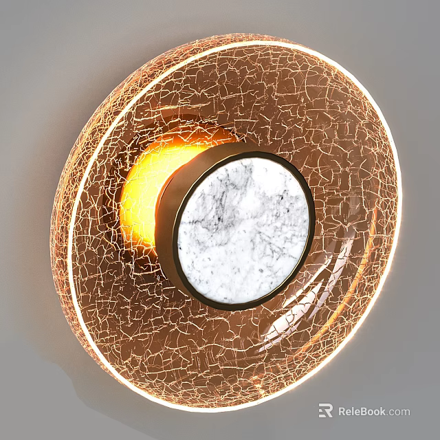 Elegant Modern Cracked Texture Wall Lamp With Illuminated Marble Panel Design 3d model 