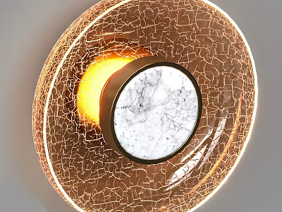Elegant Modern Cracked Texture Wall Lamp With Illuminated Marble Panel Design 3d model