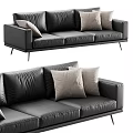 Modern Black Leather Sectional Sofa with Multiple Accent Pillows and Contemporary Design 3d model