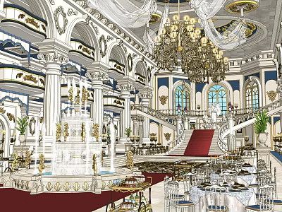 European Banquet Hall 3d model