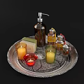 Stylish Bathroom Accessories Set Including Soap Towels Scented Candles Tray And Decorative Bottle