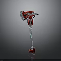Futuristic Mechanical Axe Design With Red Metallic Head Silver Handle And Details