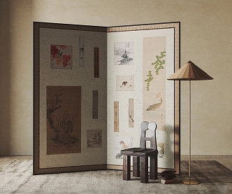 New Chinese Style Screen Partition 3d model