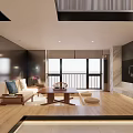 Modern Apartment Interior With Open Layout Dining Table Chairs Hanging Chandelier And Kitchen Cabinets
