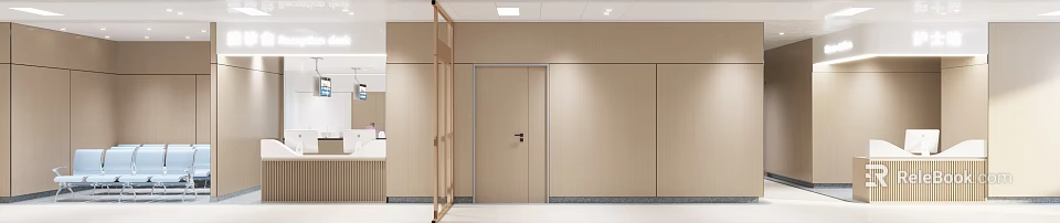 Hospital Outpatient Clinic Interior With Doors And Walls 3d model 