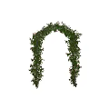 Decorative Garden Archway With Green Vines Pink Flowers And Person Silhouette