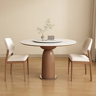 Middle-style round dining table and chair 3d model