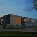 Modern Industrial Factory Building Exterior Design With Glass Windows Landscaped Gardens And Spacious Entrance