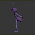 Purple Cartoon Ant Character With Green Eyes Long Antennae And Slender Limbs