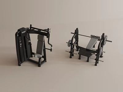 Professional Fitness Strength Training Equipment Chest Press Machine And Barbell Bench Rack 3d model