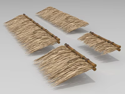 Thatch Sunshade with Bamboo Frame in Various Sizes for Outdoor Use 3d model