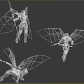 Fantasy Angel Warrior Characters With White Wings Golden Armor And Spear In Various Dynamic Poses