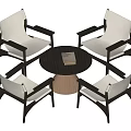 Quiet Ancient Style Casual Table and Chair Combination 3d model