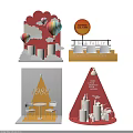 Red Background Hot Air Balloons Clouds Photo Check In Spot With 1988 Cakes And Plants