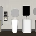Modern wash basin vertical table basin column basin washbasin floor basin bathroom mirror 3d model