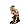 Hand Carved Eagle Sculpture In Standing Pose With Detailed Feather Texture And Base
