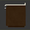 Modern Two Door Brown Kitchen Cabinet With White Countertop And Silver Handles