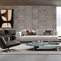 Modern Gray Sofa Glass Coffee Table Set In Living Room With Accent Pillows Scenic View