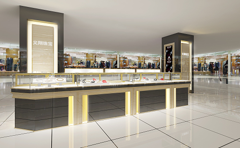 Modern Jewelry Store Jewelry Counter 3d model