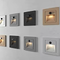 Modern Recessed Wall Lights With Square Design In Different Colors On Light Gray Wall