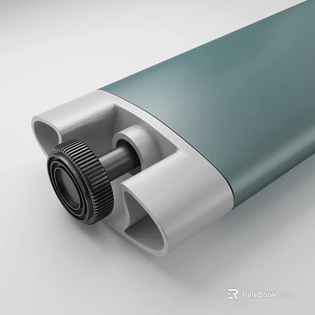 Office Desk Mechanical Component With Green White Cylindrical Gear And Functional Structure 3d model 